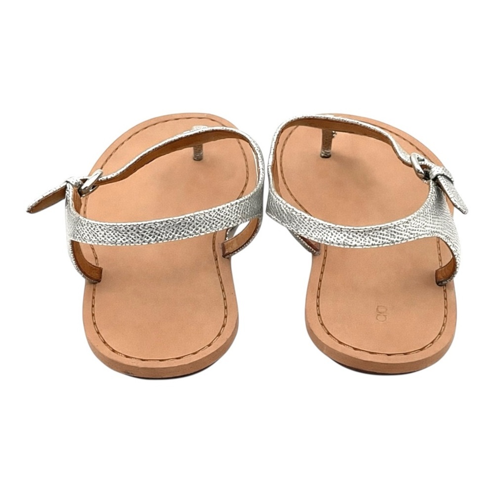 Coach Cheyanne Silver Leather Thong Sandals Womens Size 7 T Strap Slingback Flat - Picture 4 of 9